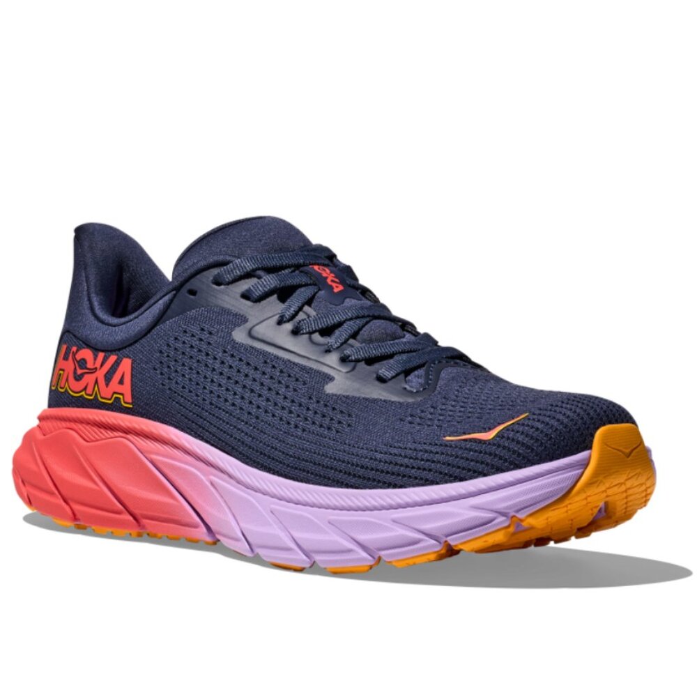 Hoka Athletic Shoes in Navy, Pink, and Orange